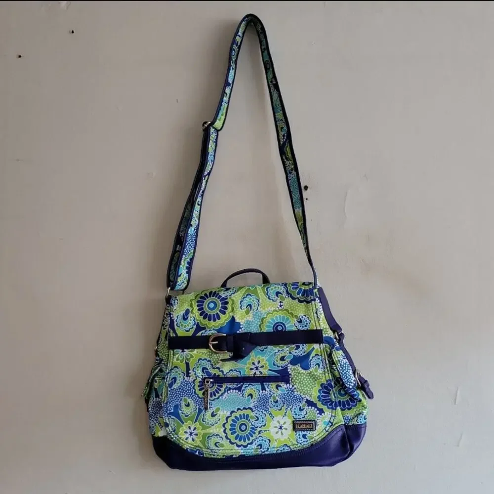 Hadaki Kiko Saddle bag in Jazz Cobalt crossbody purse blue/green floral